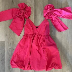🎀 Hot Pink Bow Straps Mini Dress 🎀